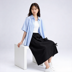 レトロIライン リボンディテールロングスカート