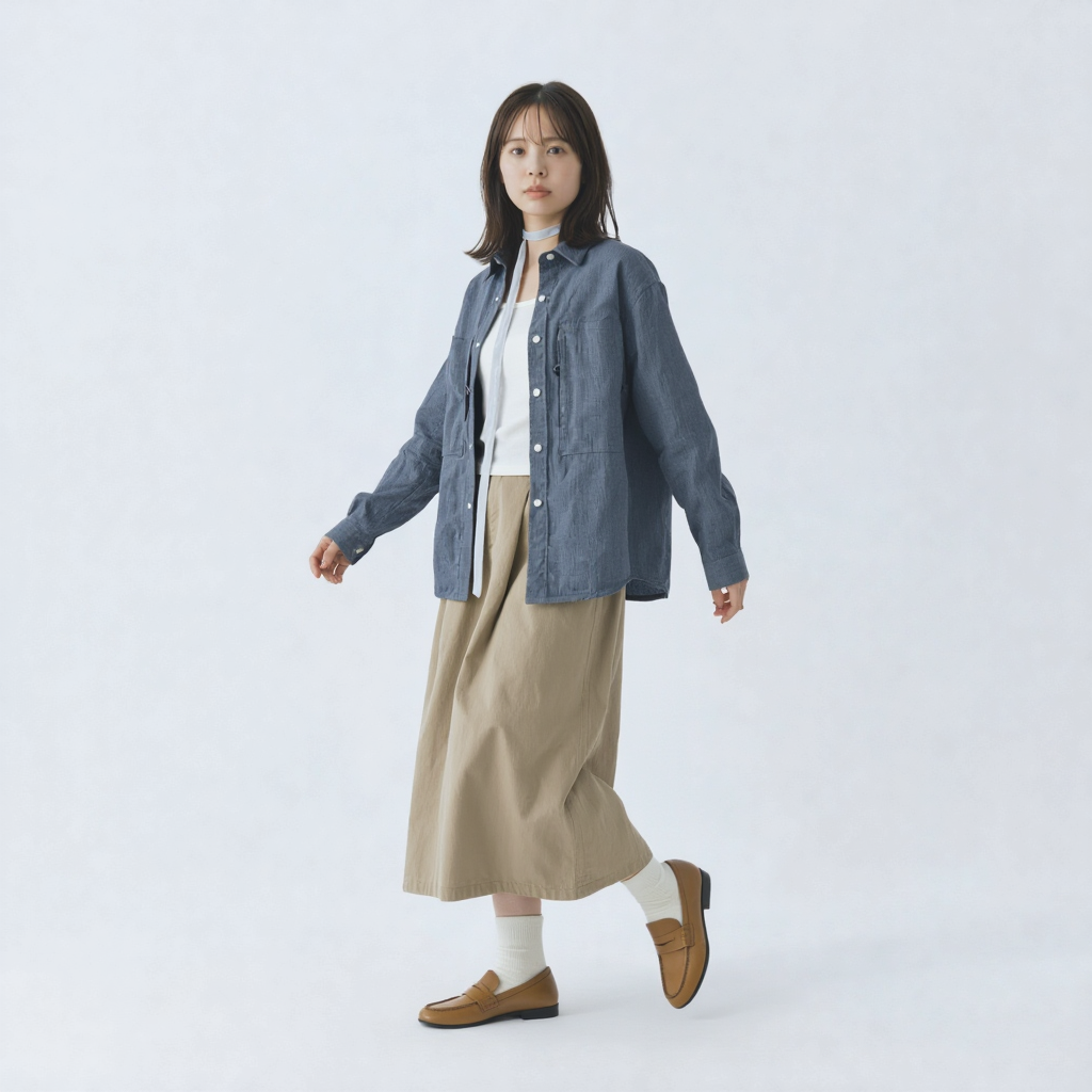 アメカジ オーバーサイズ 切替デザイン ライトシャツジャケット