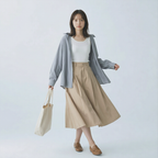 リラックス感 Aライン 切り替え ドレープ スカート