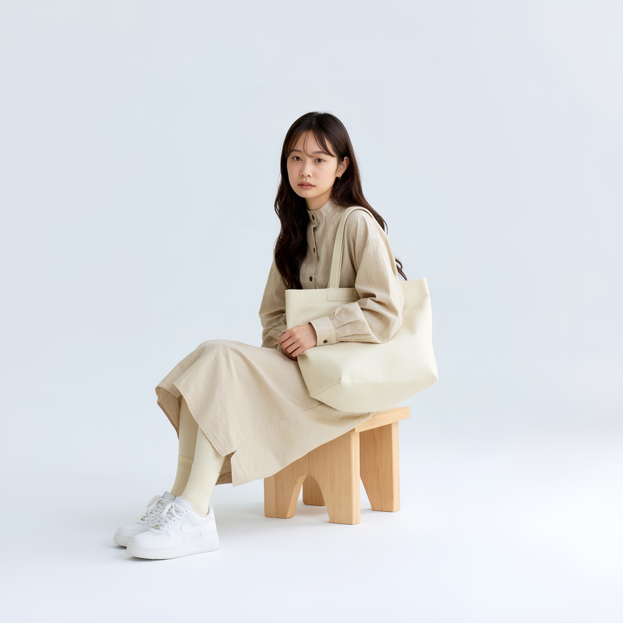 リラックス感 ロング丈 前ボタン ドレープ ワンピース