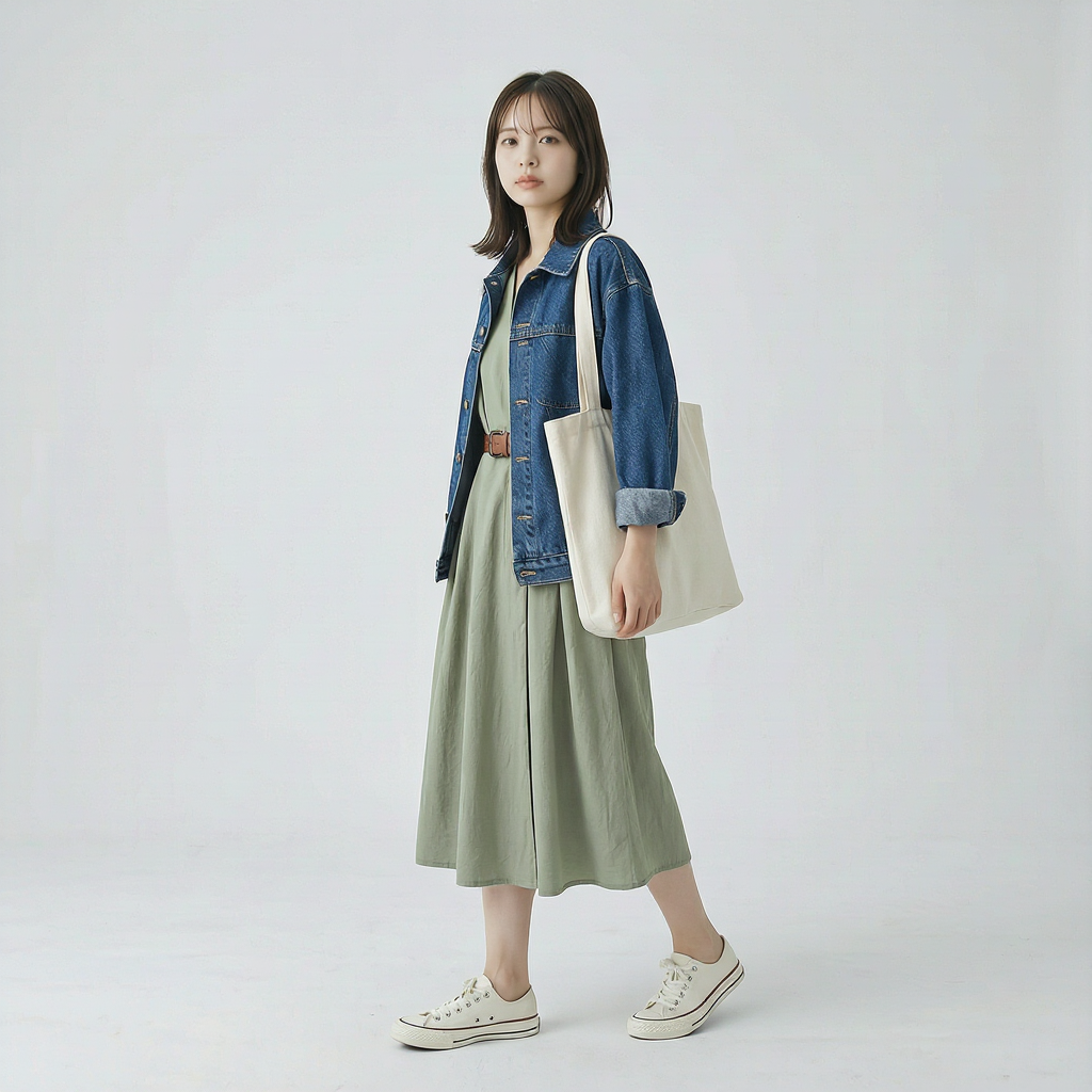 細見え Aライン 切り替え ドレープ ワンピース　