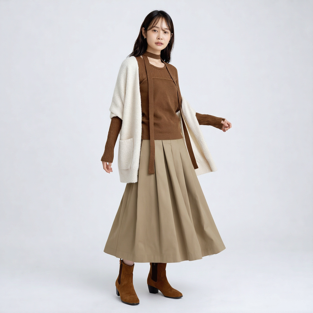 スリムフィット 切り替え リブ ニット