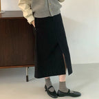 細見え Aライン スリット ドレープ スカート