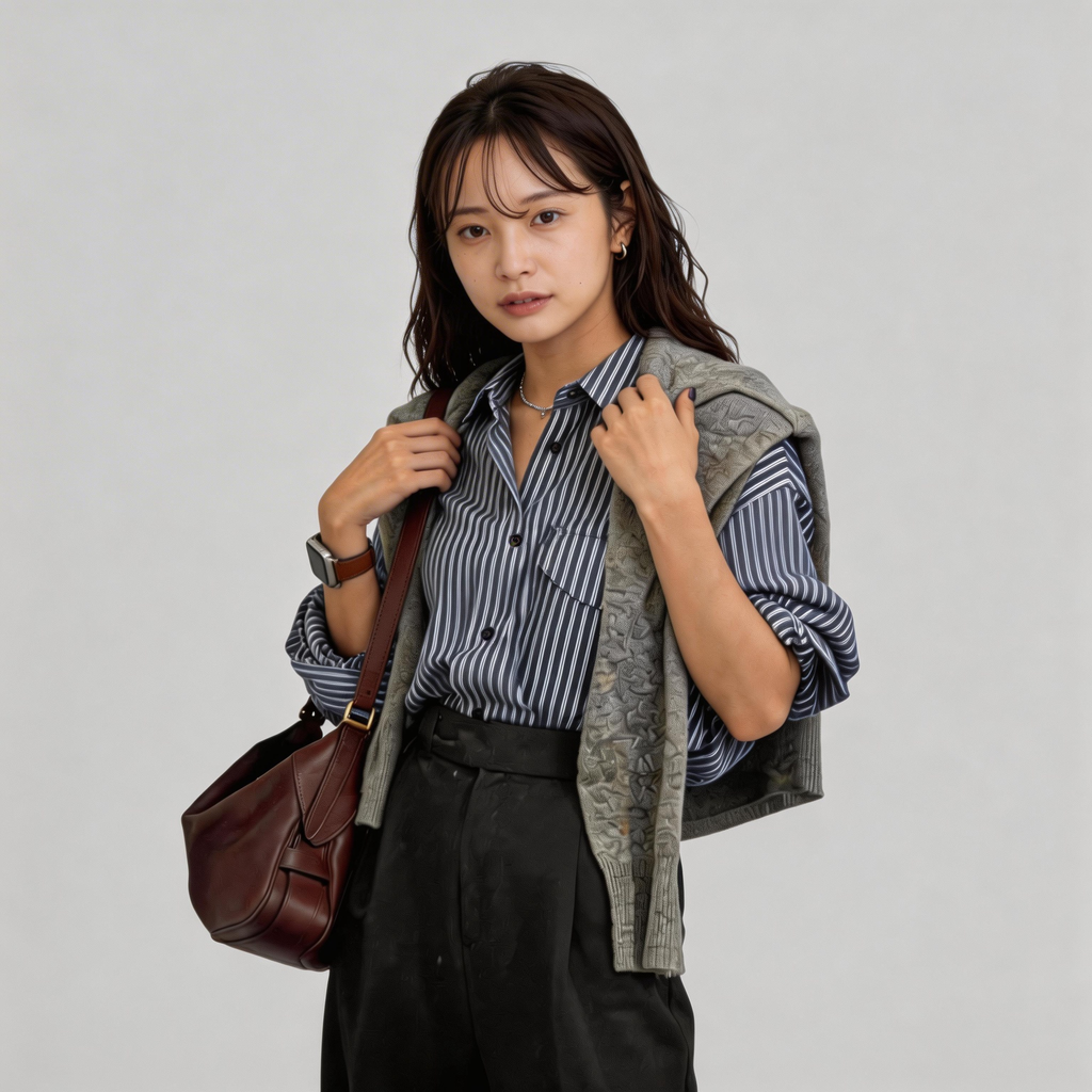 ミニマル ストライプ ゆったりシャツ