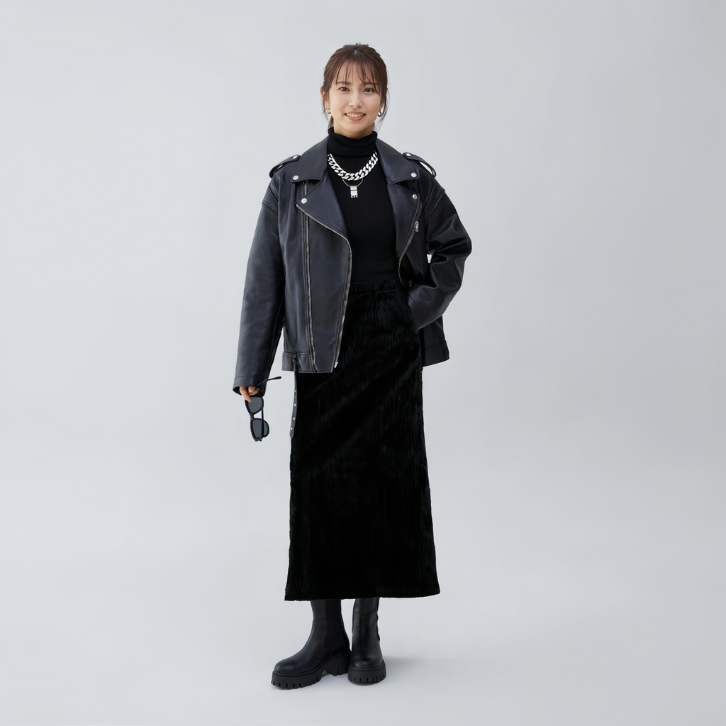 ロングフィッシュテールローワールベルベットスカート