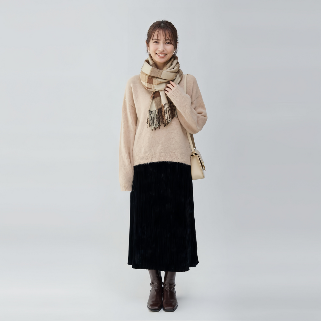 ロングフィッシュテールローワールベルベットスカート