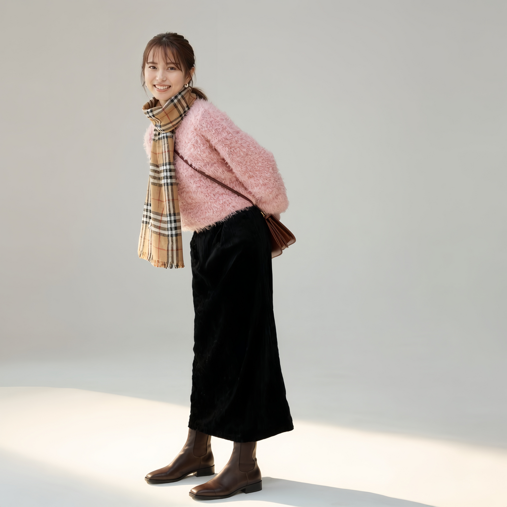 ロングフィッシュテールローワールベルベットスカート