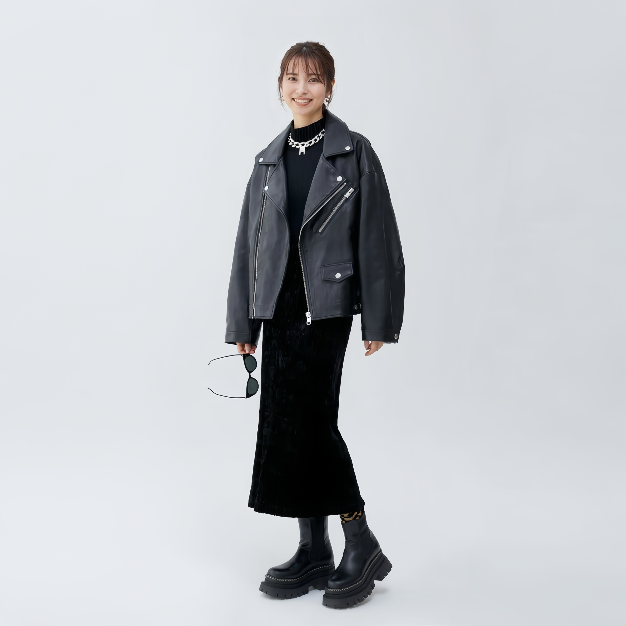 ロングフィッシュテールローワールベルベットスカート