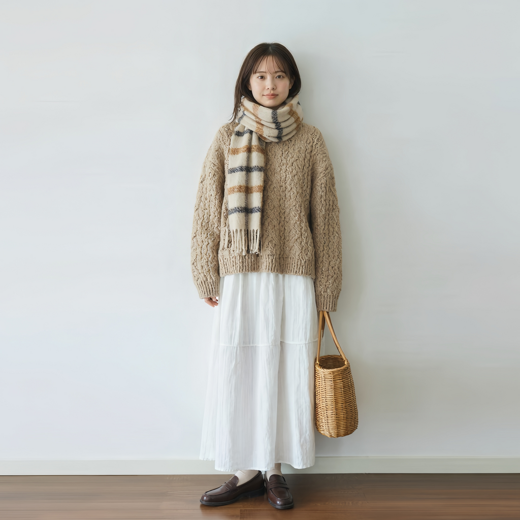 レトロテクスチャーAラインスカート