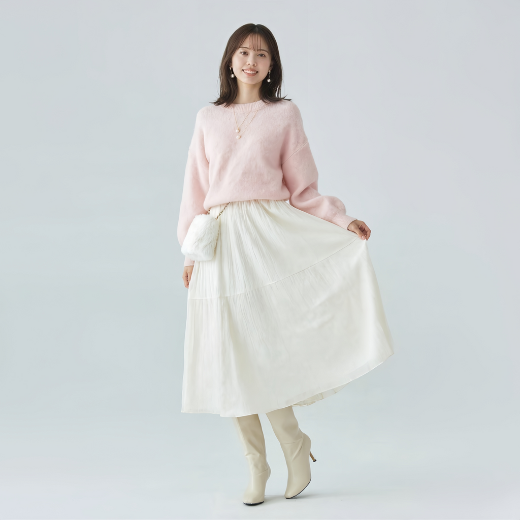 レトロテクスチャーAラインスカート
