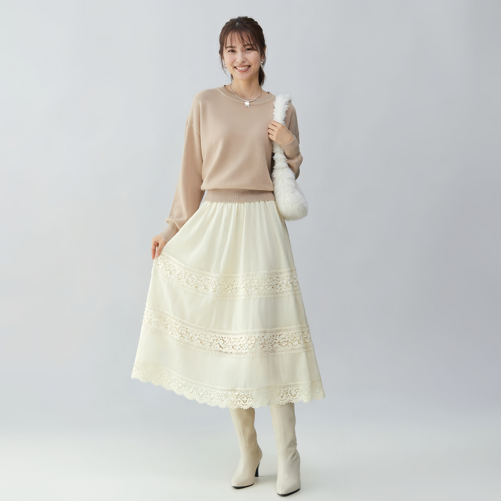 シンプル衿付きリブニット