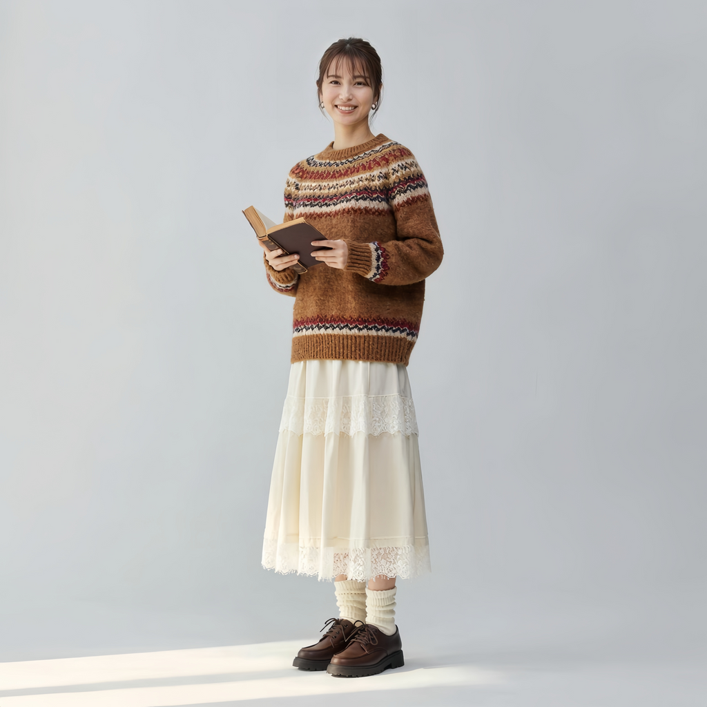 シンプル衿付きリブニット