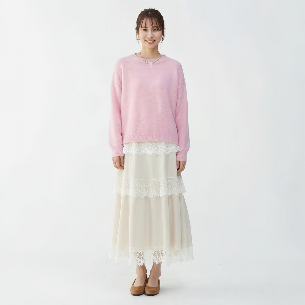 シンプル衿付きリブニット