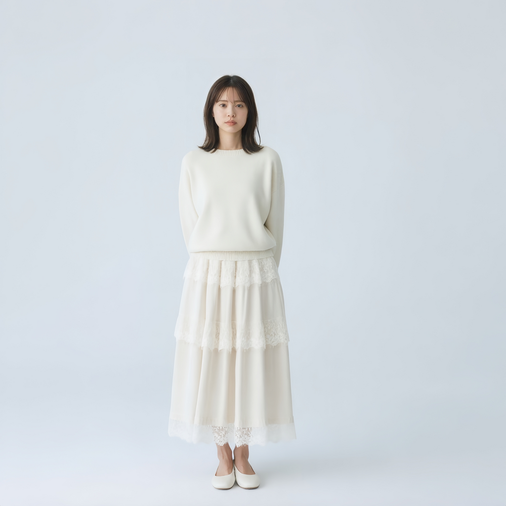 シンプル衿付きリブニット