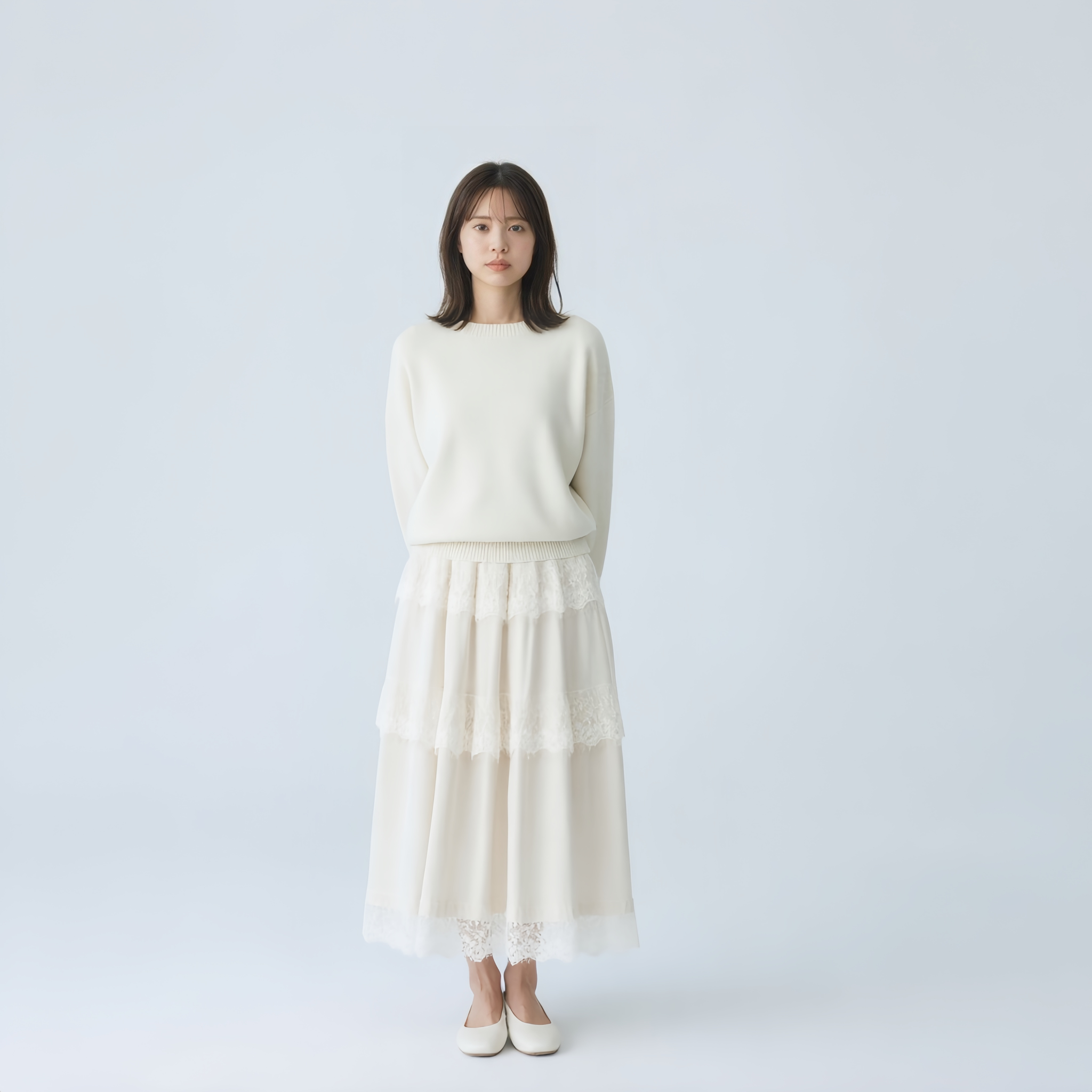 シンプル衿付きリブニット