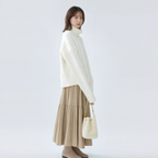 細見え Aライン 切り替え ドレープ ロングスカート