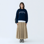 細見え Aライン 切り替え ドレープ ロングスカート