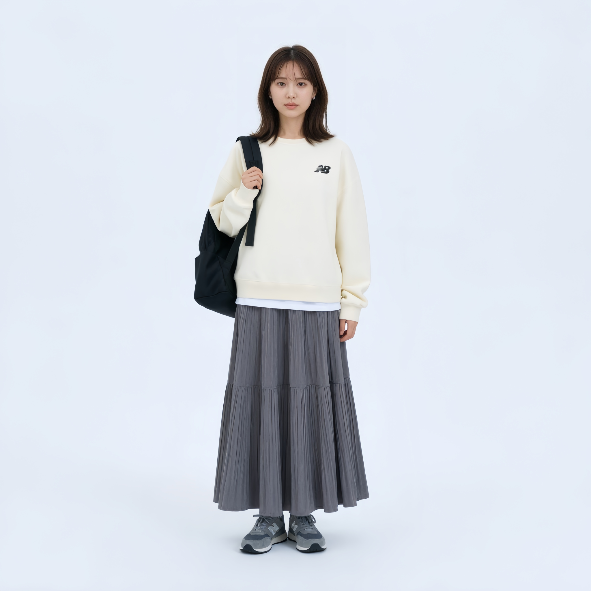 細見え Aライン 切り替え ドレープ ロングスカート