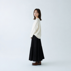 細見え Aライン 切り替え ドレープ ロングスカート