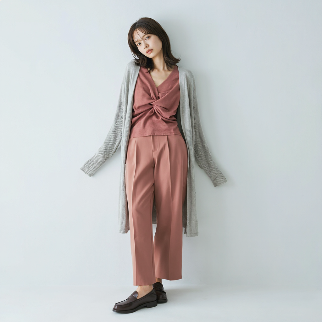細見え オーバーサイズ 切替デザイン ドレープシャツ