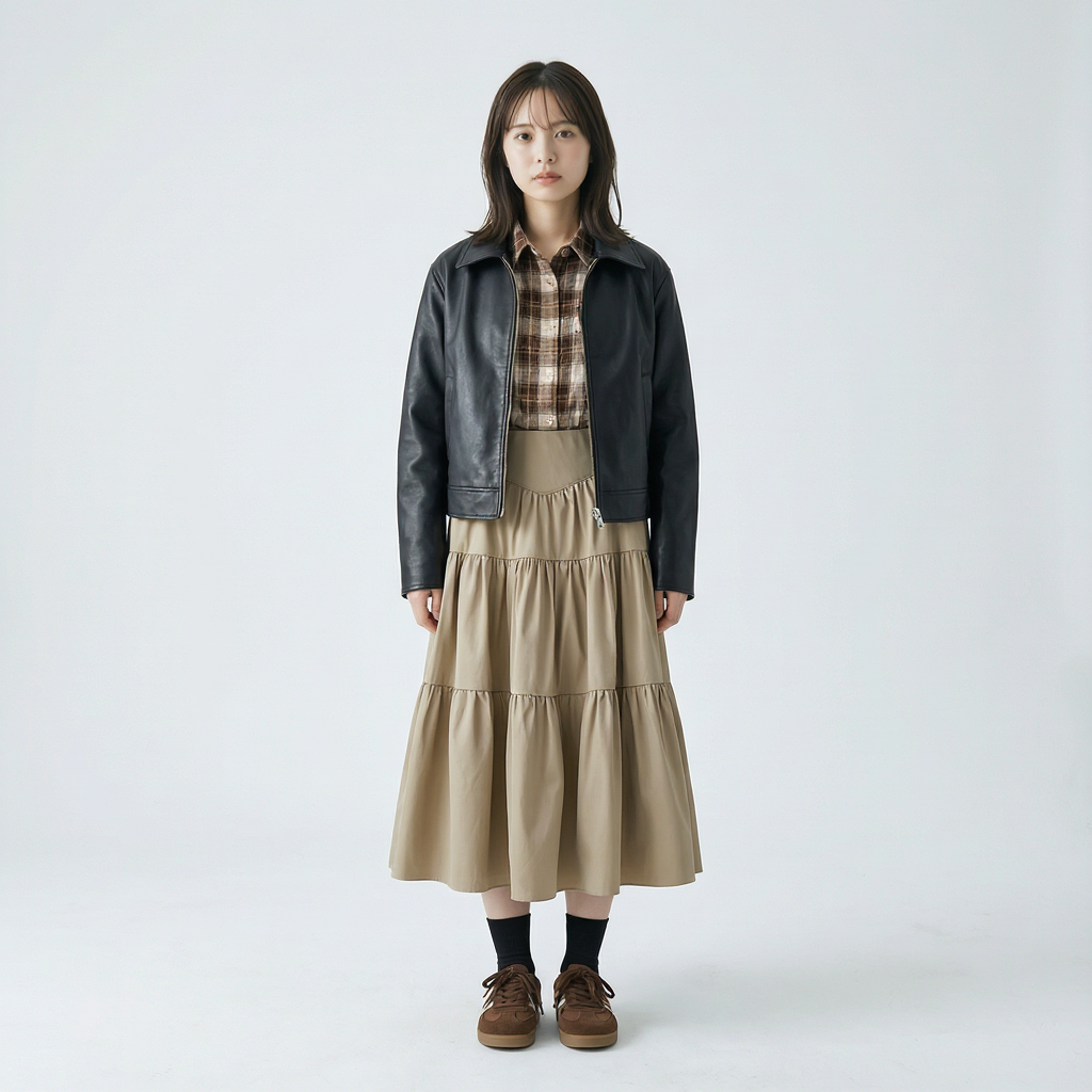 抜け感 Aライン 切替デザイン ドレープ ロングスカート