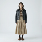 抜け感 Aライン 切替デザイン ドレープ ロングスカート